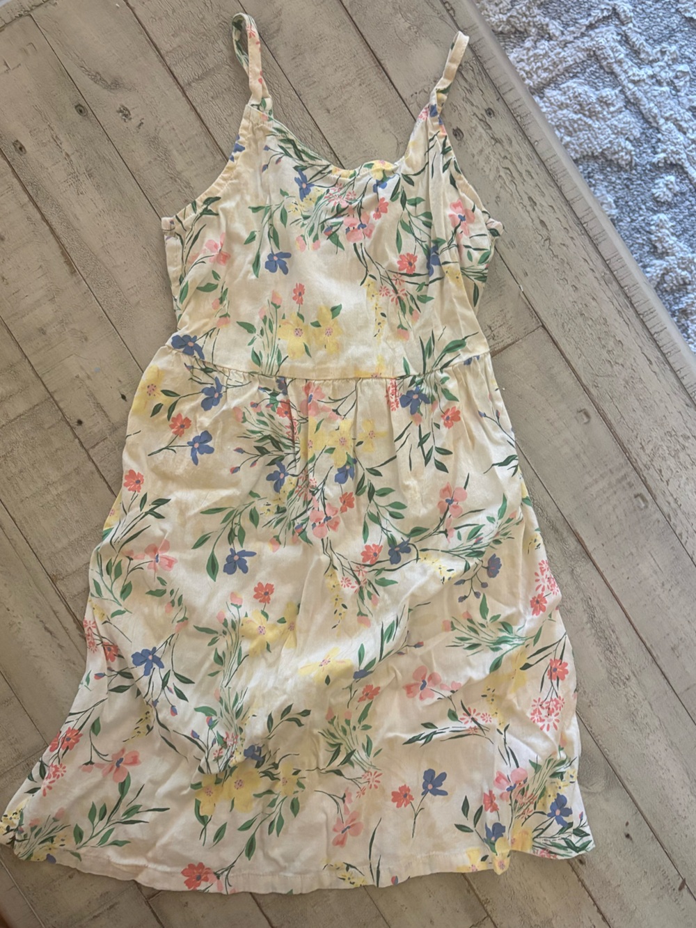 Old Navy Floral Sundress in Cream with Pink, Yellow & Blue Flowers